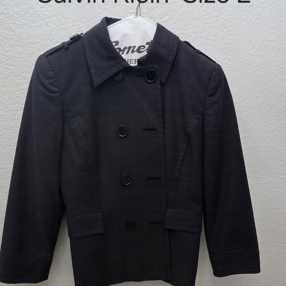 Calvin Klein Women's Black Double-Breasted Pea Coat